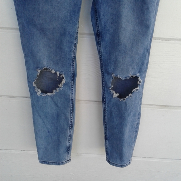 Free People Blue Jeans Distressed High Waist 31 - Picture 4 of 8